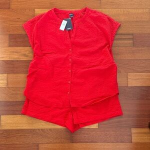 Gap Body Red Textured PJ Set